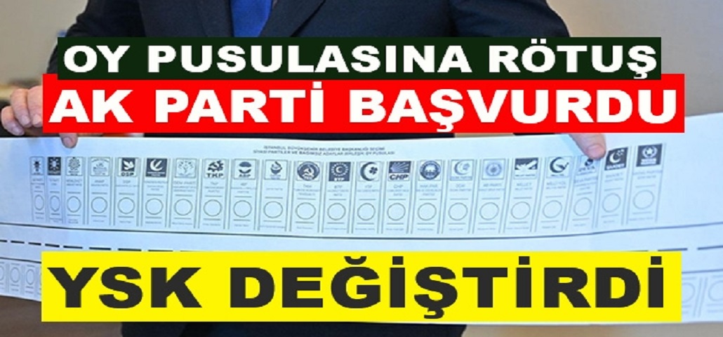 Yüksek Seçm Kurulu (YSK), 22 siyasi partinin ve 27 bağımsız adayın yarışacağı İstanbul Büyükşehir Belediye Başkanlığı seçimi için hazırlanan oy pusulasında baskı öncesi son dakika değişikliğine gitti.  22 siyasi partinin ve 27 bağımsız adayın yarışacağı İ