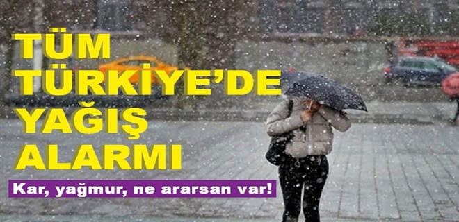 Tüm Türkiye'de Yağış Alarmı
